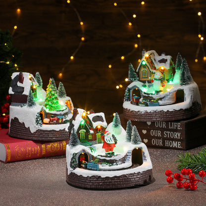 棚に並べたクリスマスビレッジ 点灯イメージ